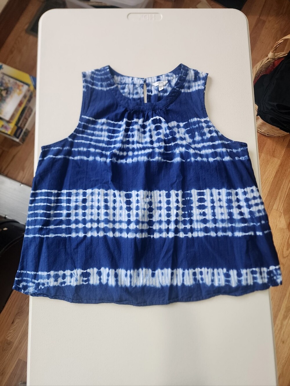 Sonoma Navy Blue and White Tie-Dye Tank Top